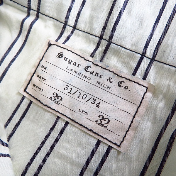 実際に弊社で買取させて頂いた【未使用】SUGAR CANE/シュガーケーン ウォバッシュストライプワークパンツ/32の画像 4枚目