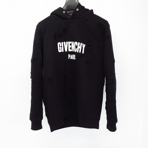 実際に弊社で買取させて頂いた【JPタグ】GIVENCHY/ジバンシー デストロイ/クラッシュ加工 ロゴ プルオーバー パーカー/フーディー Size：S
