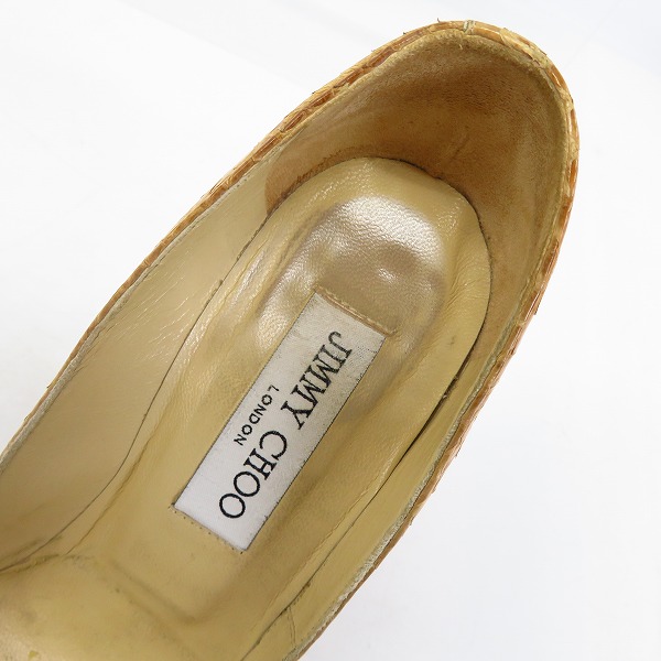 実際に弊社で買取させて頂いたJIMMY CHOO/ジミーチュウ レザー型押し ピンヒールシューズ 36の画像 4枚目