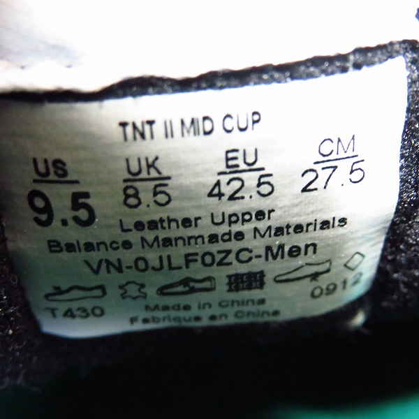 実際に弊社で買取させて頂いたVANS/バンズ TNT 2 MID CUP BLACK BELL/PEPPER スニーカー/27.5cmの画像 5枚目