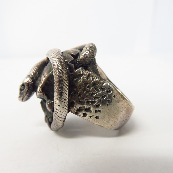 実際に弊社で買取させて頂いたCRAZY PIG/クレイジーピッグ スカル＆スネークリング 15.5-16号の画像 2枚目