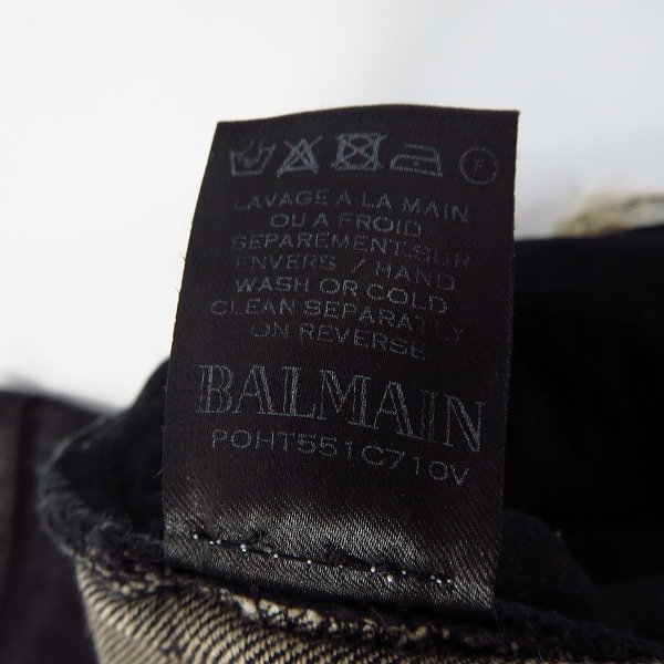 実際に弊社で買取させて頂いたBALMAIN/バルマン 18FW バイカークラッシュダメージデニムパンツ/POHT551C710V/28の画像 4枚目