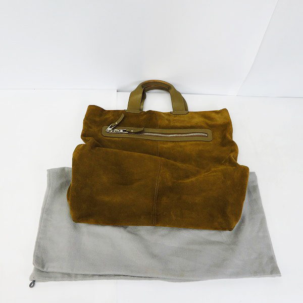 実際に弊社で買取させて頂いたJIMMY CHOO/ジミーチュウ スウェード レザーバッグ 迷彩ライニング 手提げの画像 7枚目