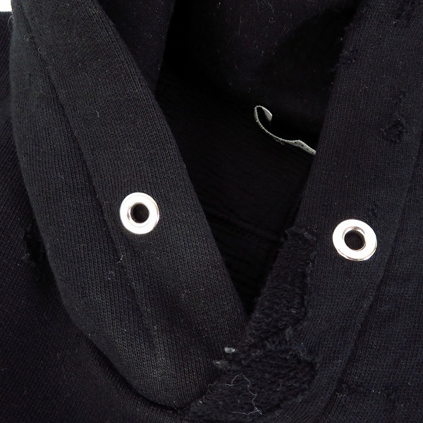 実際に弊社で買取させて頂いた【JPタグ】GIVENCHY/ジバンシー デストロイ/クラッシュ加工 ロゴ プルオーバー パーカー/フーディー Size：Sの画像 5枚目