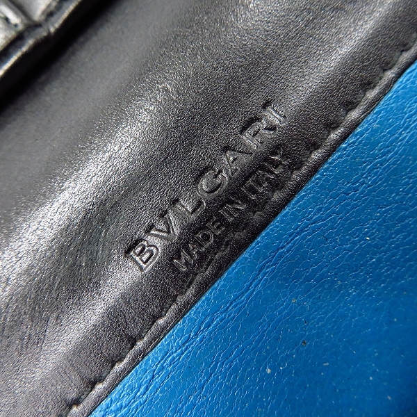 実際に弊社で買取させて頂いたBVLGARI/ブルガリ レザー 二つ折り 長財布/ロングウォレット ブラックの画像 5枚目