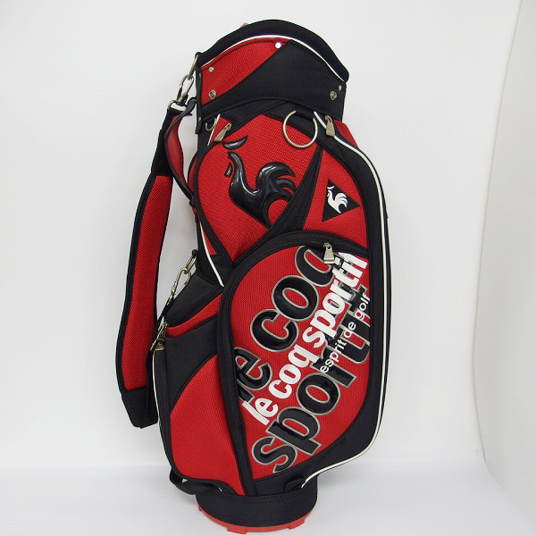 実際に弊社で買取させて頂いたLe coq sportif/ルコックスポルティフ 9型47インチ対応 キャディバッグ レッド×ブラック/QQ1143の画像 3枚目