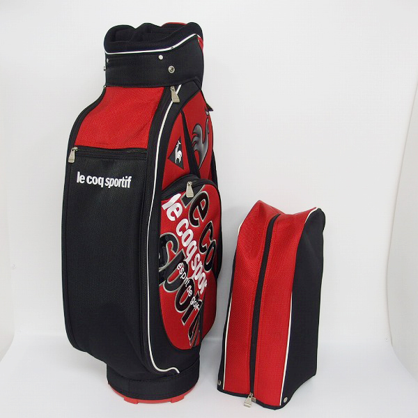 実際に弊社で買取させて頂いたLe coq sportif/ルコックスポルティフ 9型47インチ対応 キャディバッグ レッド×ブラック/QQ1143の画像 1枚目