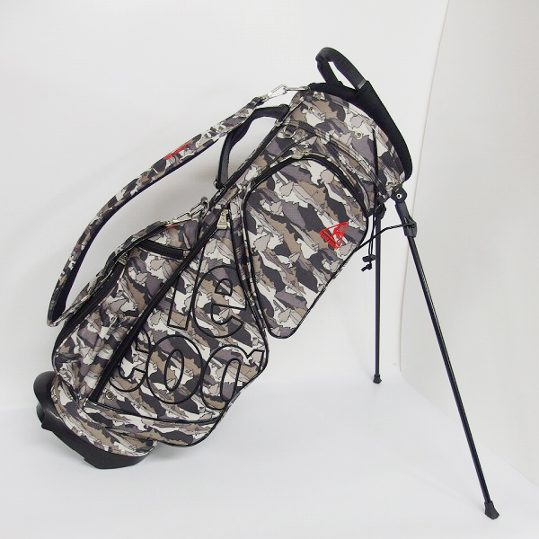実際に弊社で買取させて頂いたルコックスポルティフ 9型47インチ対応 カモ柄 ブラック(N151)スタンドキャディバッグ QQ1186の画像 4枚目