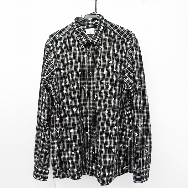 実際に弊社で買取させて頂いたuniform experiment/ユニフォームエクスペリメント ボタンダウン チェックシャツ 星 スター ブラック/4