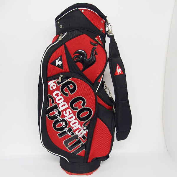 実際に弊社で買取させて頂いたLe coq sportif/ルコックスポルティフ 9型47インチ対応 キャディバッグ レッド×ブラック/QQ1143の画像 2枚目