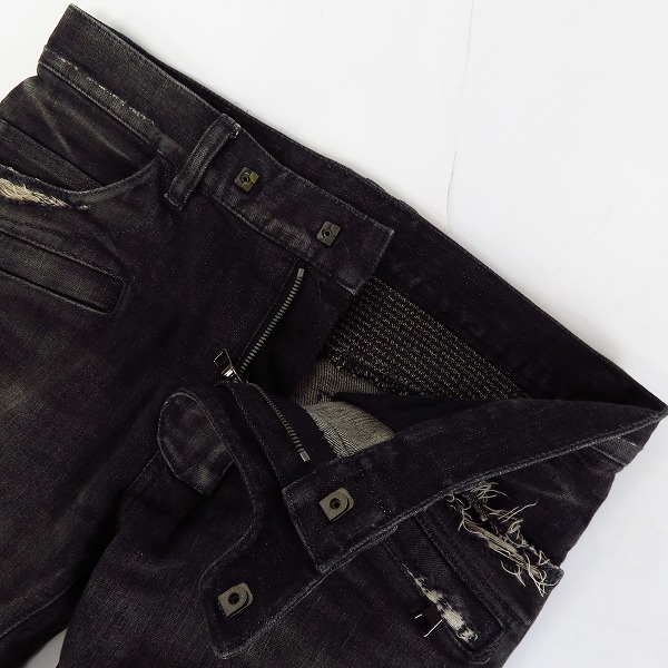 実際に弊社で買取させて頂いたBALMAIN/バルマン 18FW バイカークラッシュダメージデニムパンツ/POHT551C710V/28の画像 2枚目