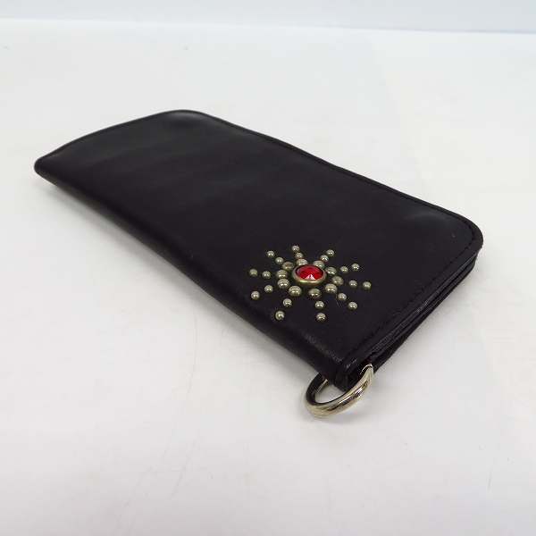実際に弊社で買取させて頂いたHTC/エイチティーシー フラワースタッズ レザーロングウォレット/長財布の画像 1枚目
