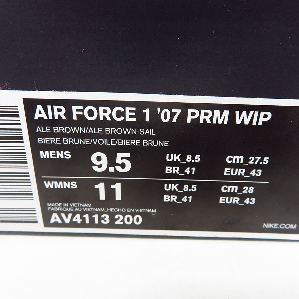 実際に弊社で買取させて頂いたNIKE×CARHARTT/ナイキ×カーハート AIR FORCE 1/エアフォース1 07 PRMWIP AV4113-200/27.5 の画像 8枚目