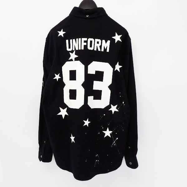 実際に弊社で買取させて頂いたuniform experiment/ユニフォームエクスペリメント ナンバリングシャツ ペイント加工 UE-167042/2の画像 1枚目