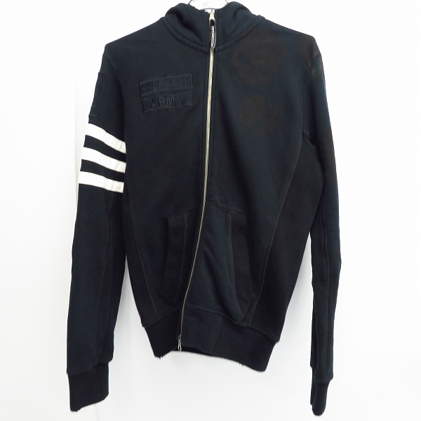 実際に弊社で買取させて頂いたHYDROGEN/ハイドロゲン ロゴ/スカル刺繍 ダメージ加工 スウェットジップパーカー/S