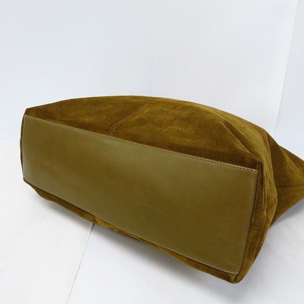 実際に弊社で買取させて頂いたJIMMY CHOO/ジミーチュウ スウェード レザーバッグ 迷彩ライニング 手提げの画像 2枚目