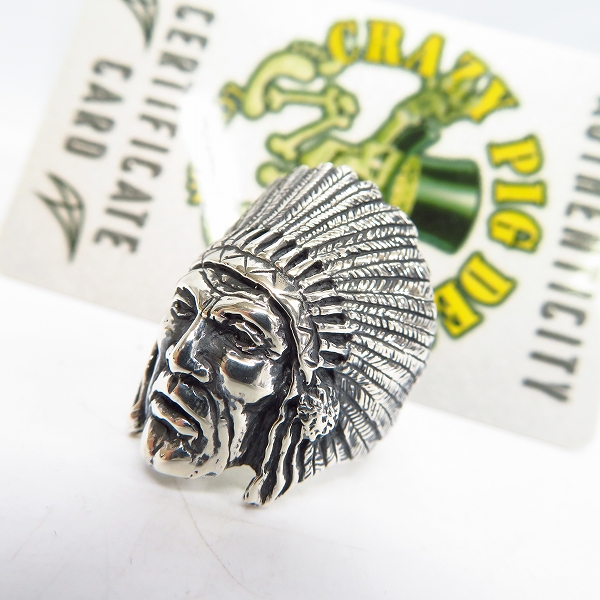 実際に弊社で買取させて頂いた【ギャラ付】CRAZY PIG/クレイジーピッグ INDIAN CHIEF/インディアンチーフ リング #134/18号