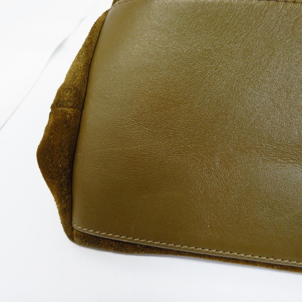 実際に弊社で買取させて頂いたJIMMY CHOO/ジミーチュウ スウェード レザーバッグ 迷彩ライニング 手提げの画像 5枚目