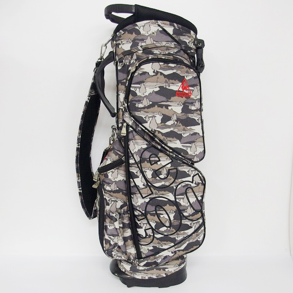 実際に弊社で買取させて頂いたルコックスポルティフ 9型47インチ対応 カモ柄 ブラック(N151)スタンドキャディバッグ QQ1186の画像 3枚目