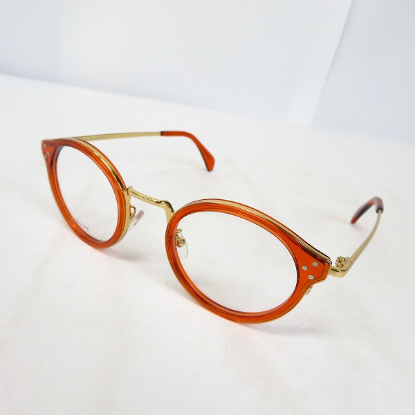 実際に弊社で買取させて頂いたCELINE/セリーヌ 眼鏡/メガネフレーム オレンジ系×ゴールド CL-50001U/Col.042