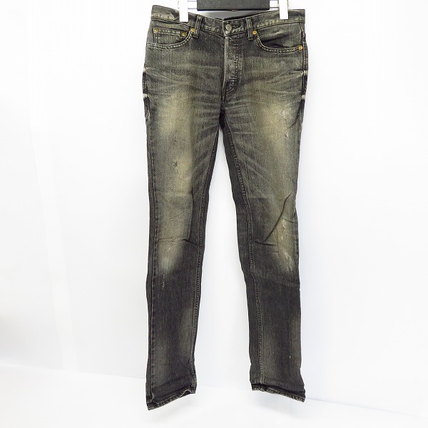 実際に弊社で買取させて頂いたLOUNGE LIZARD/ラウンジリザード ダメージ加工 スリム ブラックデニムパンツ/2