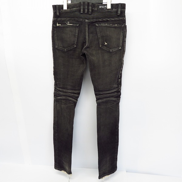実際に弊社で買取させて頂いたBALMAIN/バルマン 18FW バイカークラッシュダメージデニムパンツ/POHT551C710V/28の画像 1枚目
