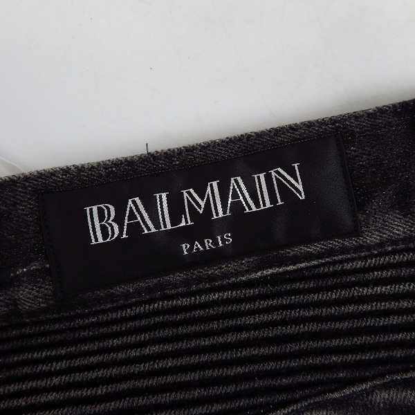 実際に弊社で買取させて頂いたBALMAIN/バルマン 18FW バイカークラッシュダメージデニムパンツ/POHT551C710V/28の画像 3枚目