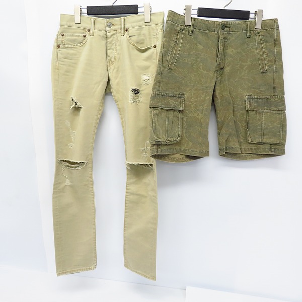 実際に弊社で買取させて頂いたMarbles/マーブルス カモフラ柄 ハーフパンツ/ダメージ加工 コットンパンツ S/M 2点セット　