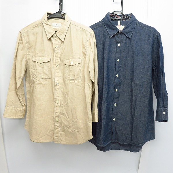 実際に弊社で買取させて頂いたEDIFICE/エディフィス インディゴ 七分袖 シャツ/46/2点セット 