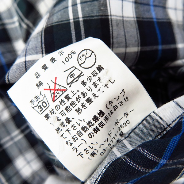 実際に弊社で買取させて頂いたHEAD PORTER PLUS/ヘッドポータープラス チェック ボタンダウンシャツ/Lの画像 3枚目