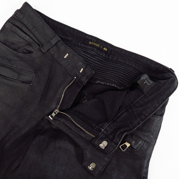 実際に弊社で買取させて頂いたBALMAIN×H&M/バルマン×エイチアンドエム コーティングバイカーデニムパンツ/US30の画像 2枚目
