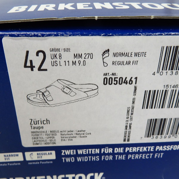 実際に弊社で買取させて頂いたBIRKENSTOCK/ビルケンシュトック Zurich/チューリッヒ サンダル 0050461/27の画像 6枚目