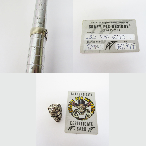 実際に弊社で買取させて頂いた【ギャラ付】CRAZY PIG/クレイジーピッグ トゥームレイダースカルリング 18号の画像 8枚目