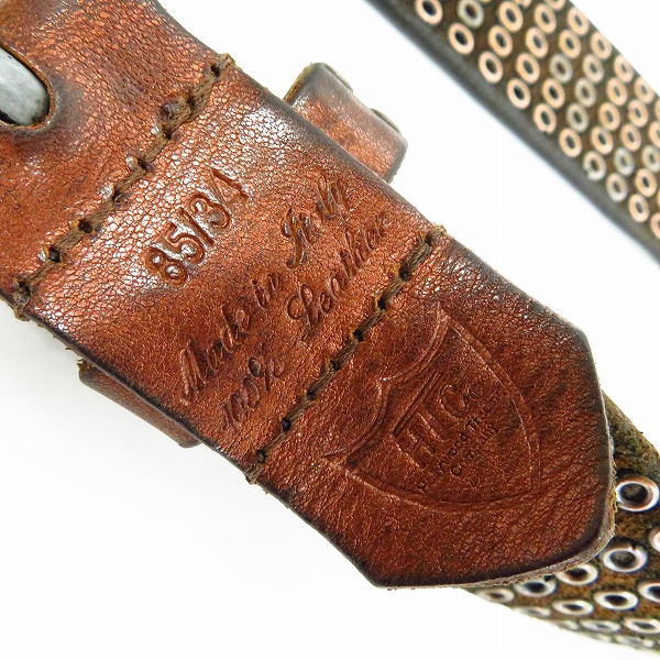 実際に弊社で買取させて頂いたHTC/エイチティーシー スタッズ レザーベルト 85/34の画像 2枚目