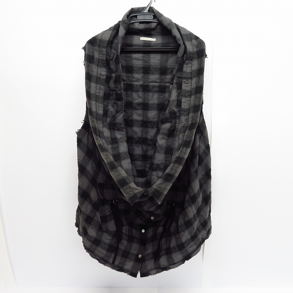 実際に弊社で買取させて頂いたDIET BUTCHER SLIM SKIN/ダイエットブッチャースリムスキン 変形チェックジレ/ベスト