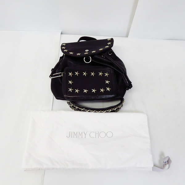 実際に弊社で買取させて頂いたJIMMY CHOO/ジミーチュウ スタッズ レザー チェーン リュック/バックパックの画像 7枚目