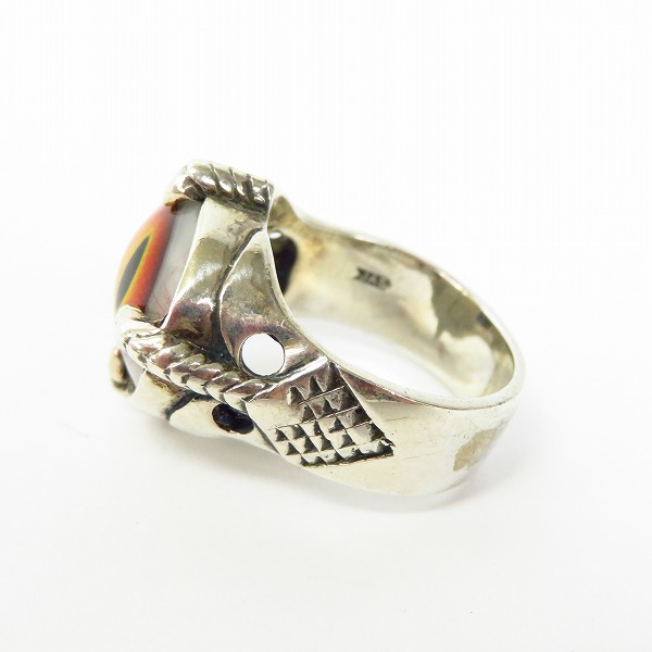 実際に弊社で買取させて頂いた【ギャラ付】CRAZY PIG/クレイジーピッグ フォークロウズアイリング レッド/キャッツアイ 23.5号の画像 2枚目