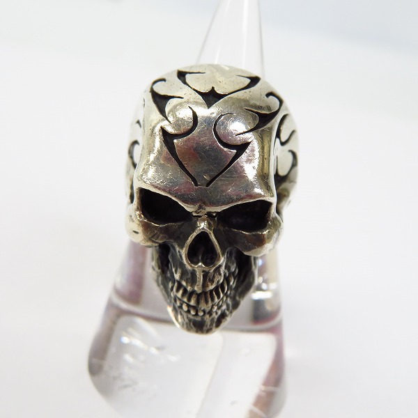 実際に弊社で買取させて頂いた【ギャラ付】CRAZY PIG/クレイジーピッグ トライバルスカルリング 15.5号の画像 1枚目