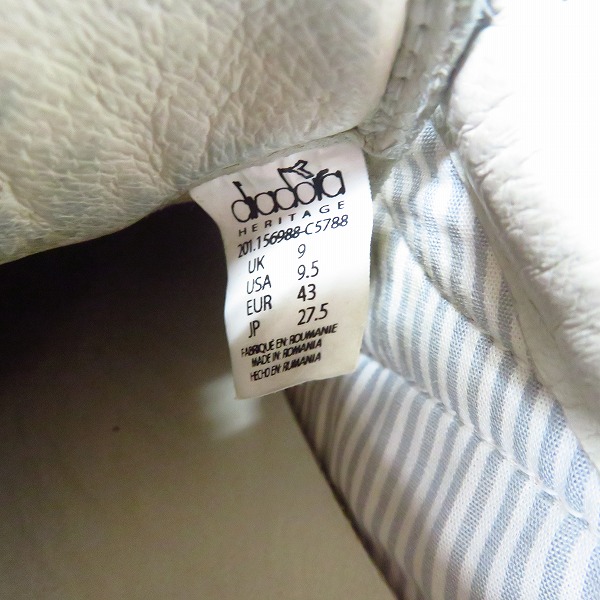 実際に弊社で買取させて頂いたDiadora heritage/ディアドラヘリテージ EQUIPE STONE WASH 12/エキップ ストーンウォッシュ スニーカー C5788/27.5の画像 5枚目