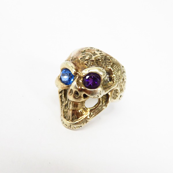 実際に弊社で買取させて頂いたBWL/ビルウォールレザー グラフィティスモールグッドラックスカルリング/サファイア&アメジストwサダー 1号