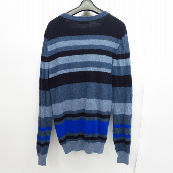 実際に弊社で買取させて頂いたHUGO BOSS/ヒューゴボス スリムフィット エクストラファイン ラムウール ボーダー柄 ニット Mの画像 1枚目