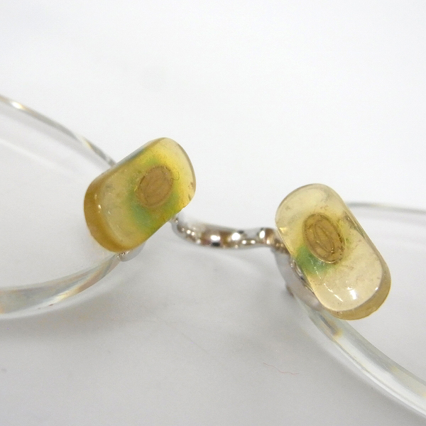 実際に弊社で買取させて頂いたCartier/カルティエ ツーポイント 眼鏡/メガネフレーム フランス製 シルバー/130の画像 6枚目