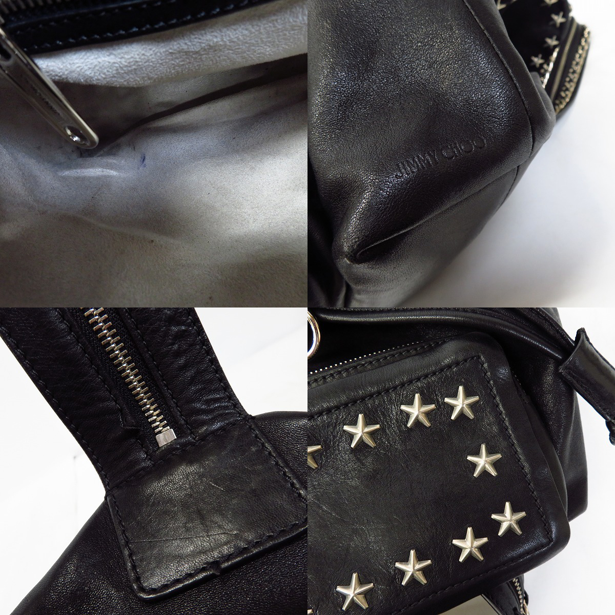 実際に弊社で買取させて頂いたJIMMY CHOO/ジミーチュウ スタッズ レザー チェーン リュック/バックパックの画像 6枚目