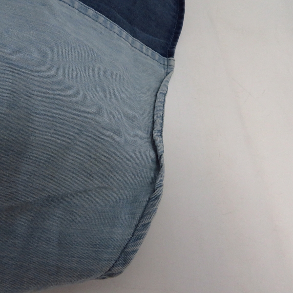 実際に弊社で買取させて頂いたLucien pellat-finet/ルシアンペラフィネ スカル/マリファナ刺繍 バイカラーデニムシャツ/Mの画像 7枚目