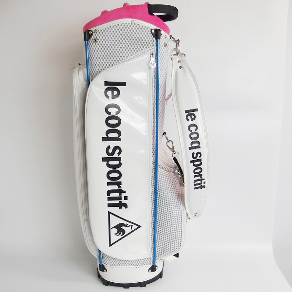 実際に弊社で買取させて頂いたLe coq sportif/ルコックスポルティフ 6分割 軽量キャディバッグ ホワイト×ピンク×ブルーの画像 2枚目