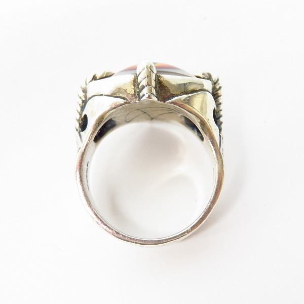 実際に弊社で買取させて頂いた【ギャラ付】CRAZY PIG/クレイジーピッグ フォークロウズアイリング レッド/キャッツアイ 23.5号の画像 4枚目