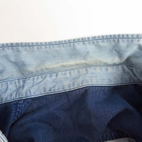 実際に弊社で買取させて頂いたLucien pellat-finet/ルシアンペラフィネ スカル/マリファナ刺繍 バイカラーデニムシャツ/Mの画像 5枚目