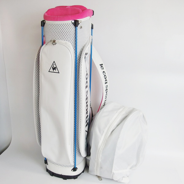 実際に弊社で買取させて頂いたLe coq sportif/ルコックスポルティフ 6分割 軽量キャディバッグ ホワイト×ピンク×ブルーの画像 1枚目