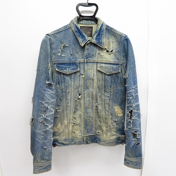 実際に弊社で買取させて頂いたBACKLASH/バックラッシュ クラッシュ ヴィンテージ加工 デニムジャケット/M