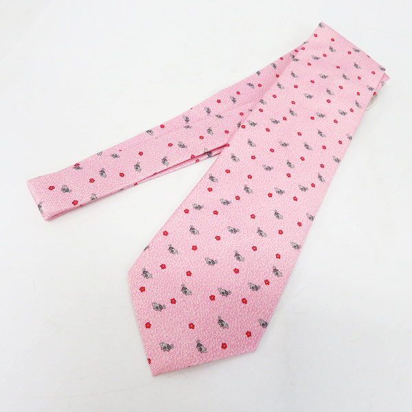 実際に弊社で買取させて頂いた【未使用】BVLGARI/ブルガリ SILK/シルク 100％ ネクタイ ピッグ/フラワー ピンク系